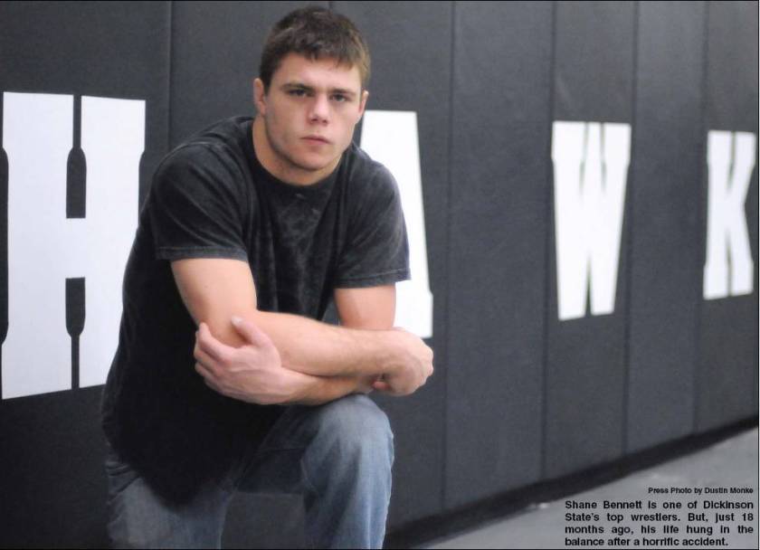 Shane Bennett is one of Dickinson State’s top wrestlers. But, just 18 months ago, his life hung in the balance after a horrific accident. 